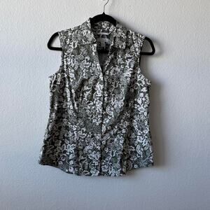 Vintage green floral button up